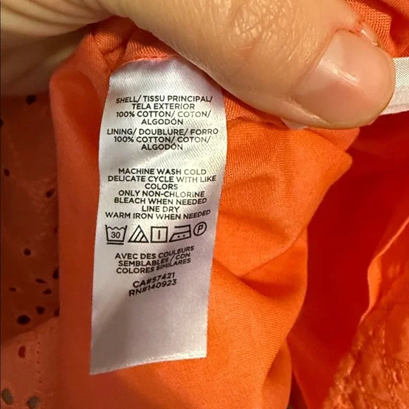 LOFT - Coral Eyelet Mini Dress with Pockets – Sleeveless Tiered – NWT – Size M - Picture 9 of 9